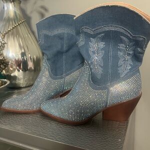 Blue Rhinestone Cowboy Boots